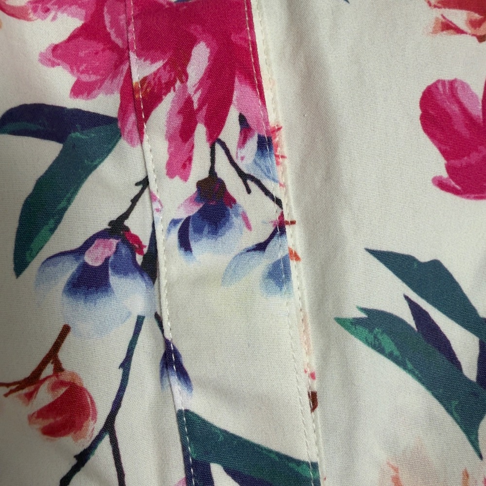 Lands End Women's 8 Floral Print Supima Cotton Button Down Shirt Long Sleeve - Picture 2 of 10